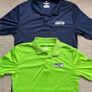 Fanatics Seattle Seahawks Polo Shirt Bundle Mens L Navy & Neon Green NFL Dueling
